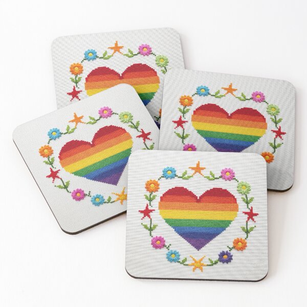 Item preview, Stitched with Pride - Embroidered Rainbow Heart designed and sold by Art & Beyond.