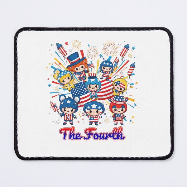 Item preview, Cute Patriotic Kids The Fourth of July Chibi Celebration Design - Happy Independence Day US Flag Fireworks designed and sold by Noo-Deign.
