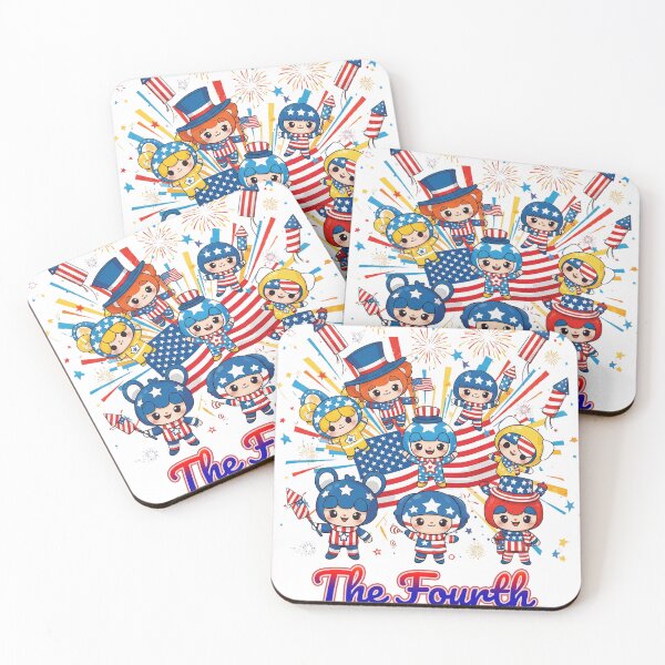 Item preview, Cute Patriotic Kids The Fourth of July Chibi Celebration Design - Happy Independence Day US Flag Fireworks designed and sold by Noo-Deign.