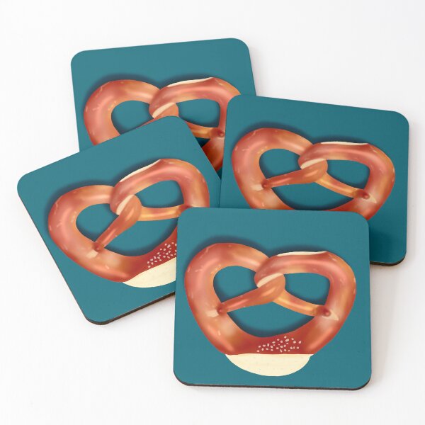 Item preview, Golden-Brown Bavarian Heart-Shaped Pretzels in Photorealistic Painting | German Kitchen Art designed and sold by SaliMontoDesign.
