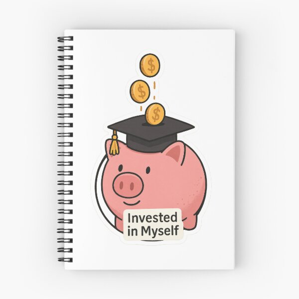 Item preview, Invested in Myself Graduation Piggy Bank Art designed and sold by Trendy Sticker & Merch Collection - Express Yourself.