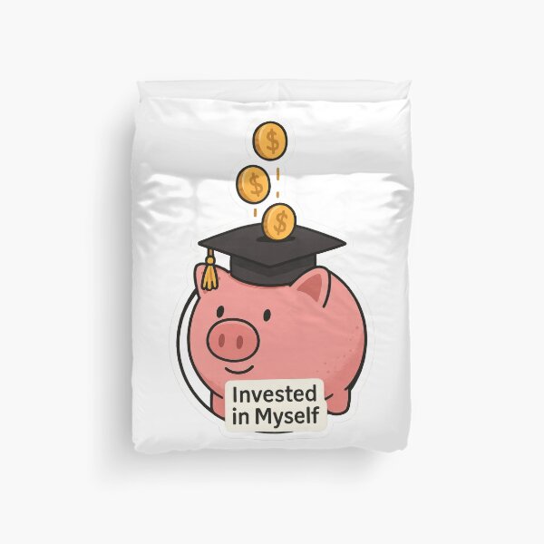 Item preview, Invested in Myself Graduation Piggy Bank Art designed and sold by Trendy Sticker & Merch Collection - Express Yourself.