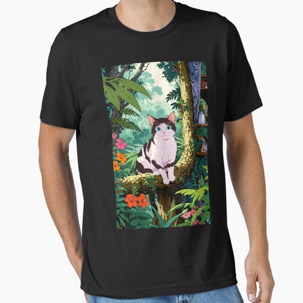 Item preview, Rainforest Treehouse Cat - Exotic Wildlife Art Jungle Cat Style designed and sold by Retro-Traveler.