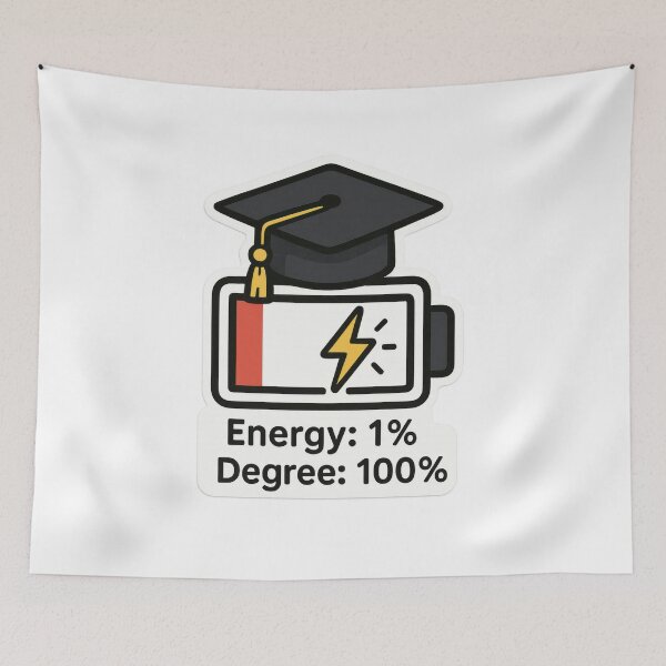 Item preview, Graduation Battery Low, Degree Full Art designed and sold by Trendy Sticker & Merch Collection - Express Yourself.
