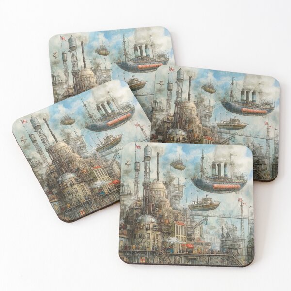 Item preview, Fantasy Steampunk Airships designed and sold by FUNKARIUM.