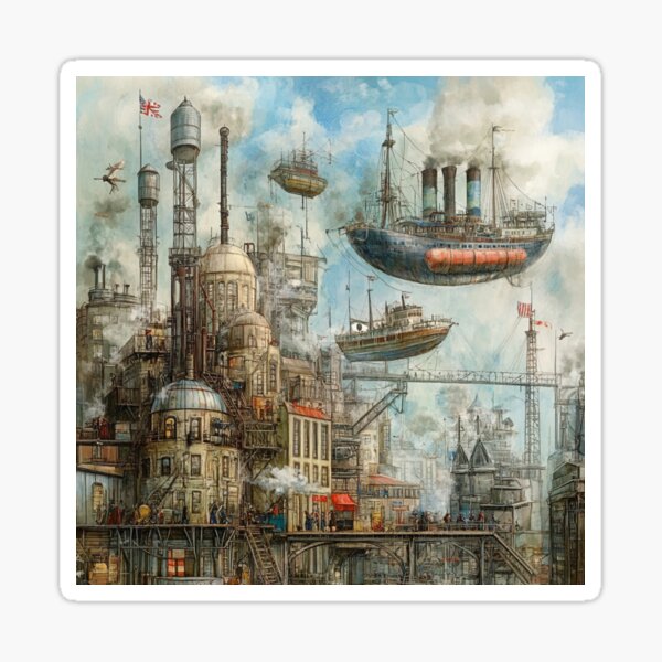 Item preview, Fantasy Steampunk Airships designed and sold by FUNKARIUM.