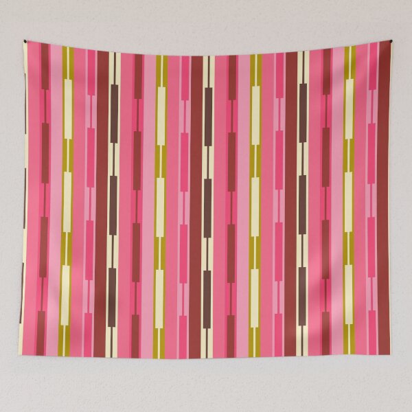 Item preview, Eclectic Geo Chain Vertical Stripes Retro Contemporary Pattern in Pink Brown Moss designed and sold by kierkegaard.