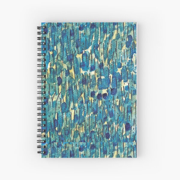 LakeNo03-BlueGold-InkWatercolor Spiral Notebook