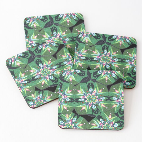 Item preview, Green kaleidoscope mandala with hearts  designed and sold by Celialice.