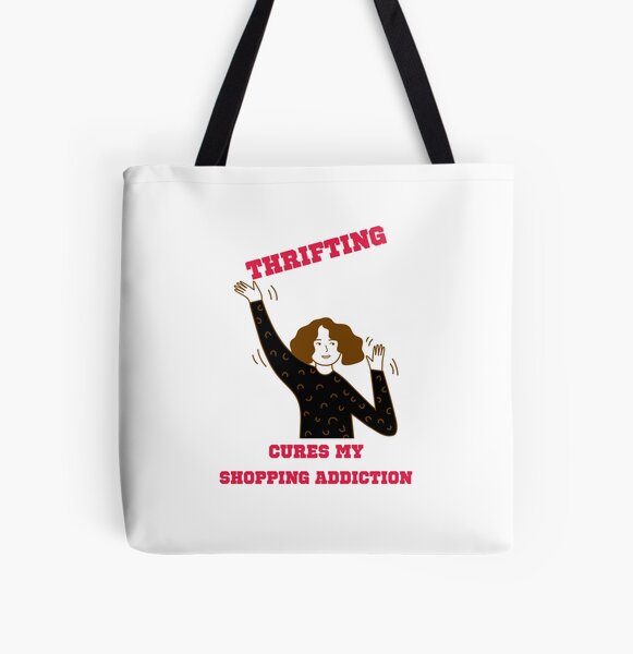 Vista previa del artículo con la obra «Ir de compras de segunda mano cura mi adicción a las compras», diseñado y vendido por CD TEES PLUS.
