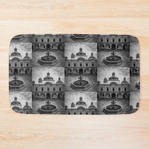 Item preview, Colonial Courtyard Serenity – Historic Mexican Monastery in Black & White. designed and sold by NosionDesigns.