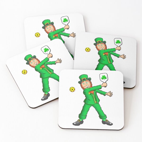 Item preview, Pickleball Leprechaun. St. Patrick's Day. Cartoon Illustration. designed and sold by Uncle Steve The Cartoonguy's Pickleball Madness..