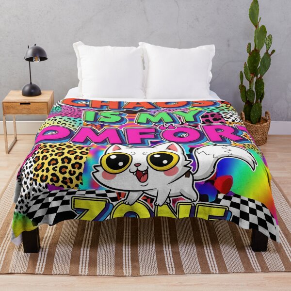 Item preview, Chaos is My Comfort Zone - Vibrant Y2K Aesthetic Cat Design with Rainbow Animal Print designed and sold by AnnDesignStudio.