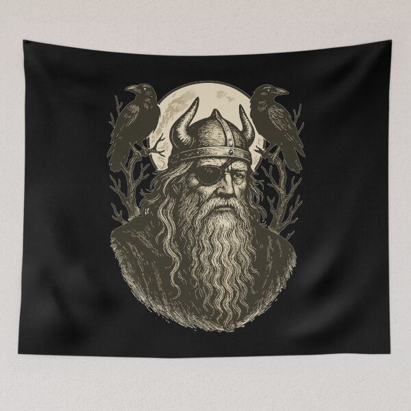 Item preview, Viking Odin Huginn And Muninn Norse Vintage designed and sold by TomFrontierArt.