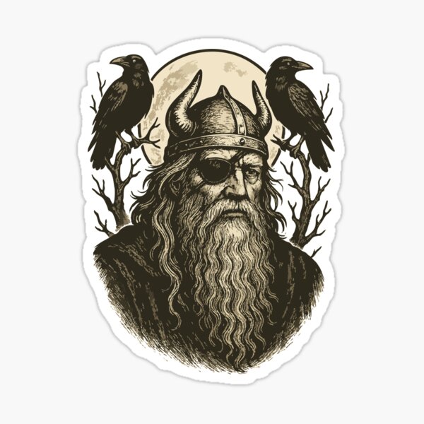 Item preview, Viking Odin Huginn And Muninn Norse Vintage designed and sold by TomFrontierArt.