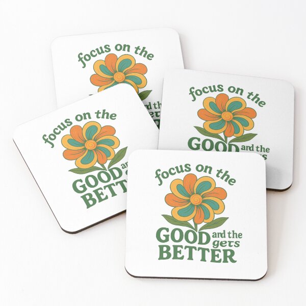 Item preview, Focus on the Good and the Good gets Better – Retro Wildflower, flowerpower, Mental Health Quote designed and sold by HEI DesignPartners.