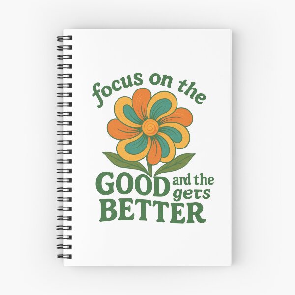 Item preview, Focus on the Good and the Good gets Better – Retro Wildflower, flowerpower, Mental Health Quote designed and sold by HEI DesignPartners.
