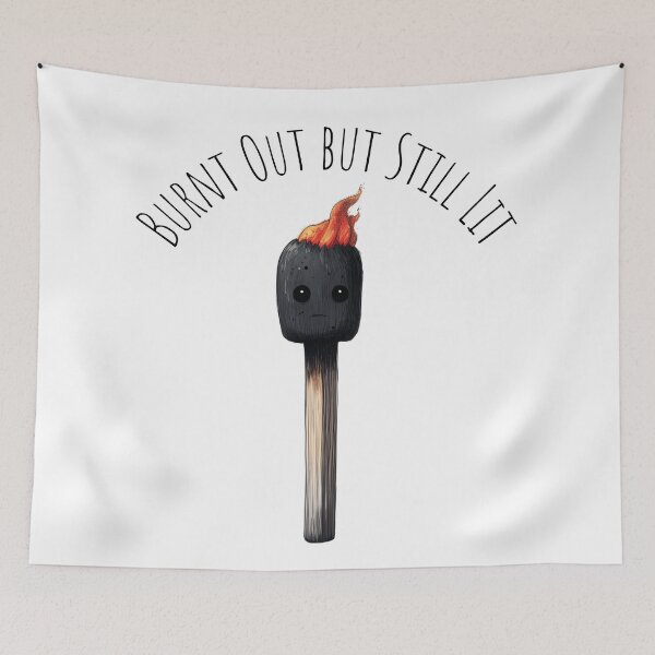 Item preview, Work and Life Burnt Out Character – Cute Anxiety & Mental Exhaustion Awareness designed and sold by Envision Designs.