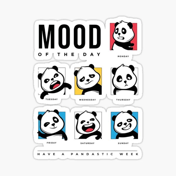 Vista previa del artículo con la obra «Estado de ánimo Panda del día: ¡Una semana pandastica!», diseñado y vendido por Evo Desings.