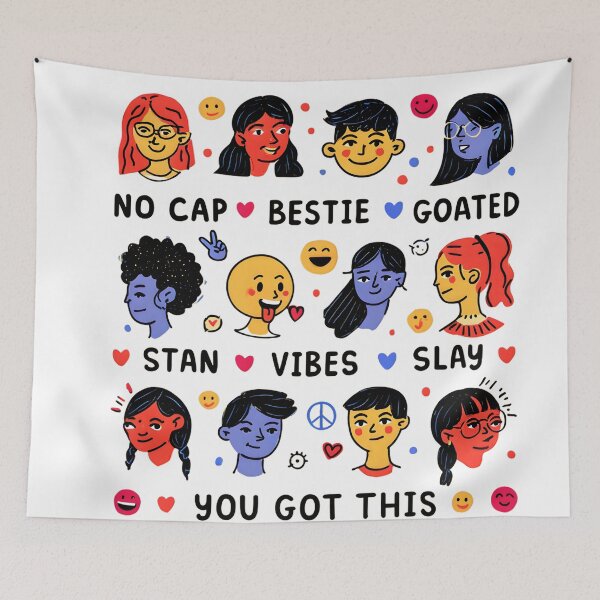 Item preview, No Cap Bestie Goated - Trendy Slang Art with Diverse Characters and Positive Vibes designed and sold by AnnDesignStudio.