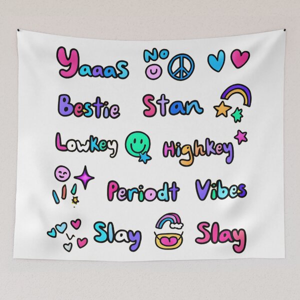 Item preview, Trendy Internet Slang Sticker Pack - Yaaas Bestie Stan Slay Lowkey Highkey Vibes designed and sold by AnnDesignStudio.