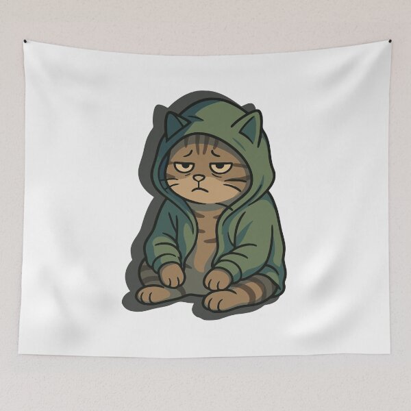 Item preview, Sad Tabby Cat – Emotional Cartoon with Deep Feelings designed and sold by PierrelyHO.