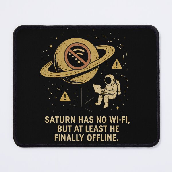 Item preview, "Saturn Has No Wi-Fi, but at Least He’s Finally Offline" designed and sold by OrbitOdyssey.