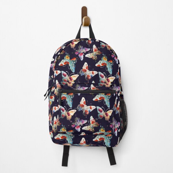 Item preview, Floral Butterfly Illustration Pattern | Red Blue Yellow Orange Violet designed and sold by UnhingedBird.