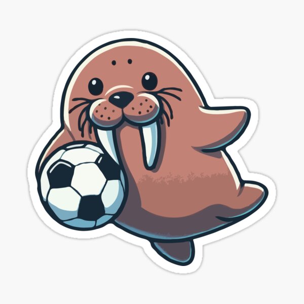 Item preview, Walrus playing soccer designed and sold by WittyVibes.