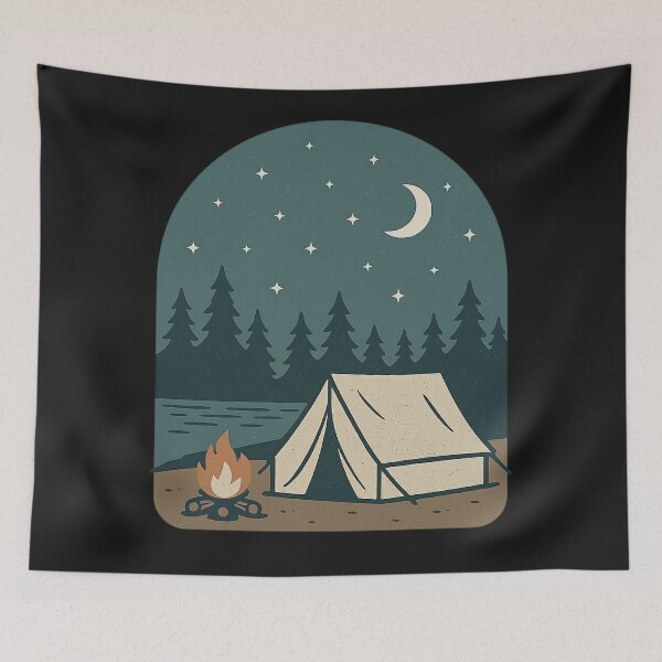 Item preview, Under the Stars – Minimal Camping Night Scene Tee | Campfire, Tent & Forest Art designed and sold by Fantsy-world.