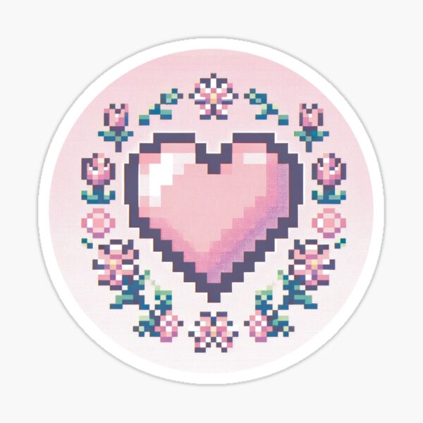 Item preview, Pink Pixelated Heart In Circle designed and sold by Miamaia .
