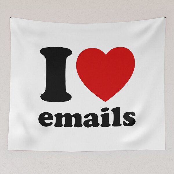 Aperçu de l'œuvre J'aime les e-mails – Déclaration de culture d'entreprise rétro en noir créée et vendue par didijuca.