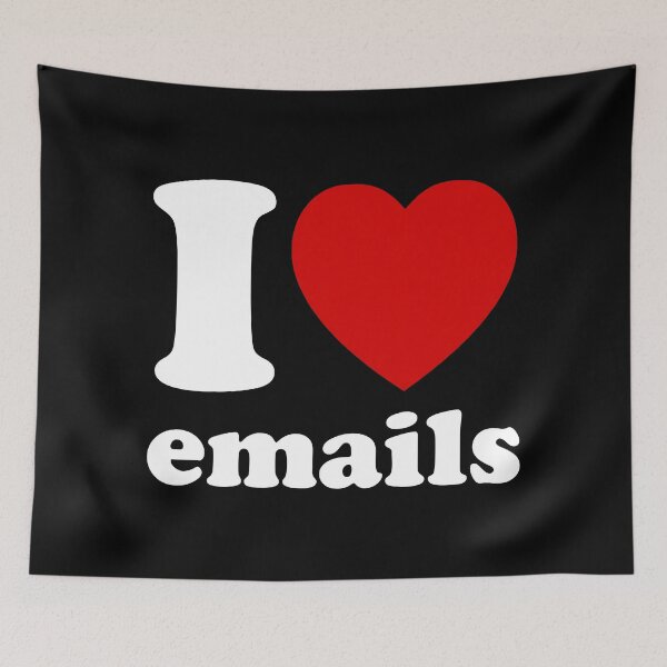 Aperçu de l'œuvre J'aime les e-mails – Déclaration de culture d'entreprise rétro en blanc créée et vendue par didijuca.
