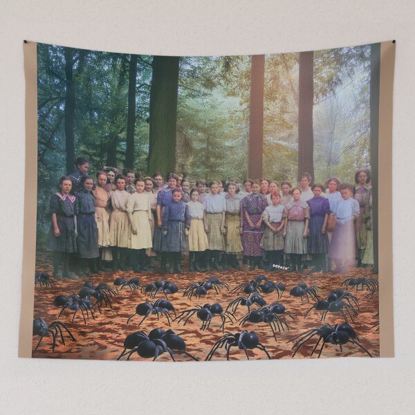 Item preview, Haunting 1925 Print of Farm Girls Lost in a Fake Spider-Filled Forest - dePace' designed and sold by mrpropcake.