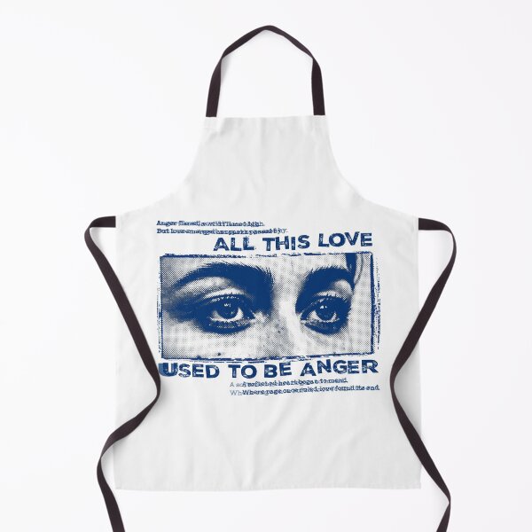 Item preview, All This Love Used to Be Anger Print, Grunge Poetic Typography Art, Blue Halftone Emotional Eyes Design, Zine-Inspired Streetwear Design designed and sold by ReFreshU Shop Designs.