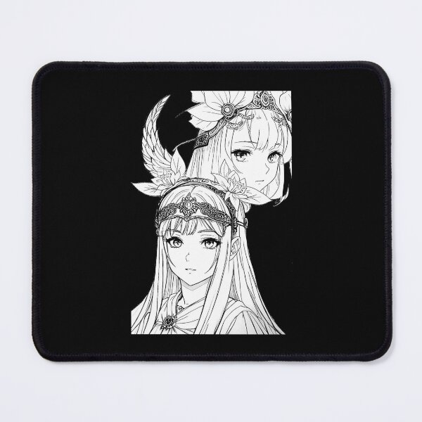 Item preview, Black and white pencil sketch of 2 anime girl with crowns. designed and sold by Giulivo Store Graphic.