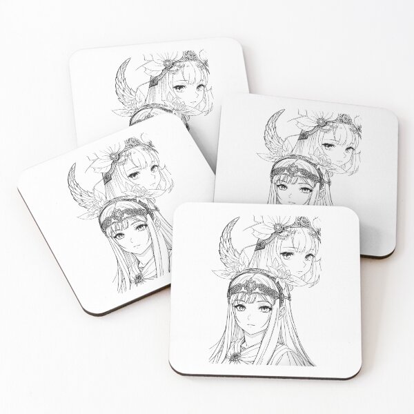 Item preview, Black and white pencil sketch of 2 anime girl with crowns. designed and sold by Giulivo Store Graphic.