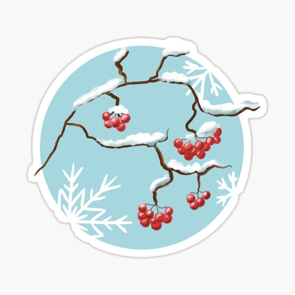 Item preview, Snowy Red Berries Winter Illustration – Circle Nature Design designed and sold by Iras-Art-Corner.