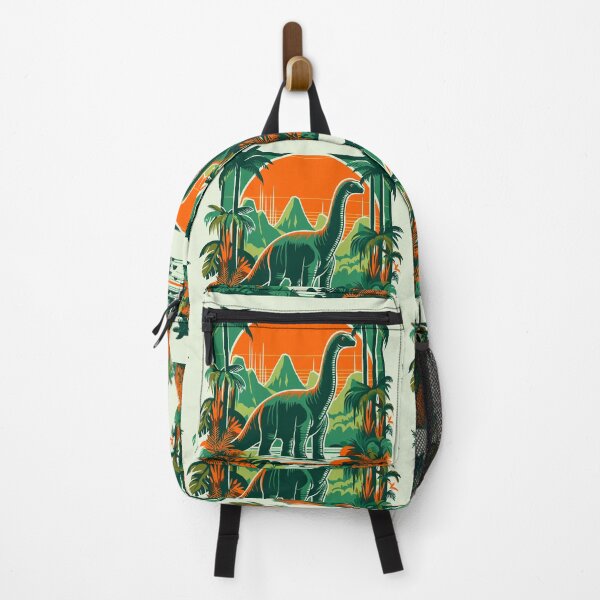 Item preview, Retro Brontosaurus in Greens and Oranges designed and sold by Ghost on Toast.