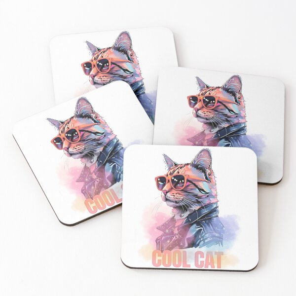Item preview, Cool Cat – Retro Neon Feline Vibes designed and sold by RouRose.