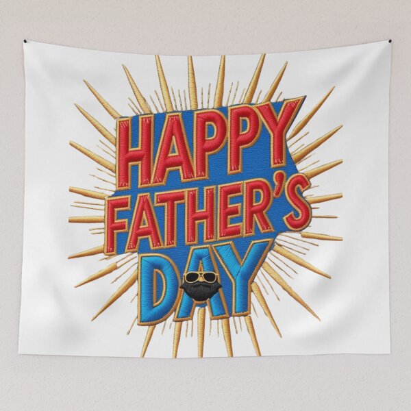 Item preview, Embroidered Happy Father's Day Design with Sunglasses  Beard  Fun Father's Day Gift designed and sold by ArtDesignTp.