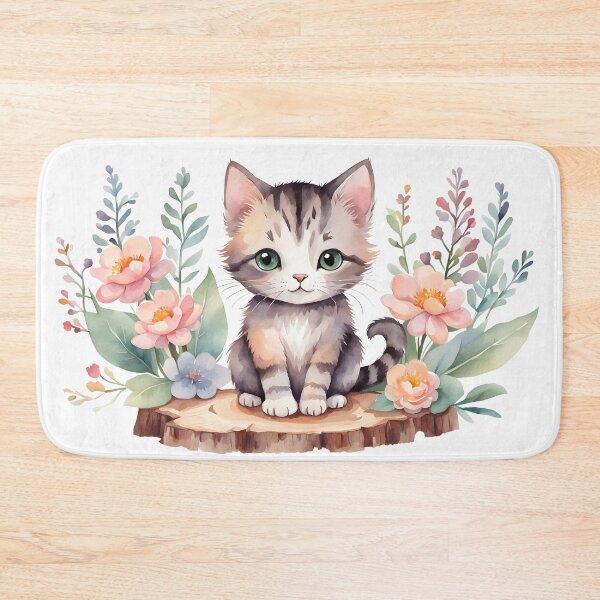 Item preview, Little cat with flowers designed and sold by dedoma.