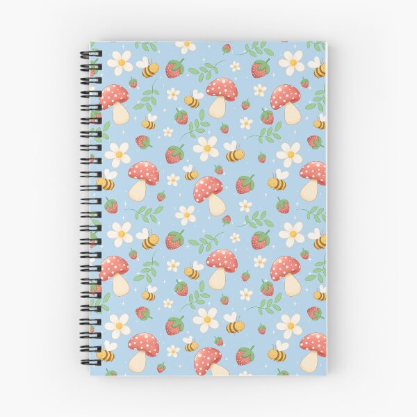 Item preview, Strawberries & Bees in the Mushroom Garden – Cute Pastel Seamless Pattern designed and sold by Lone Jensen.