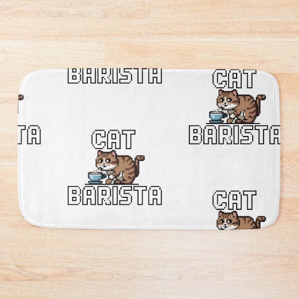 Item preview, Adorable Pixel Art Cat Barista Café designed and sold by Into The Rabbit Hole.