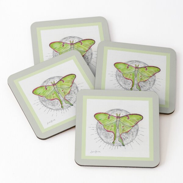 Item preview, Luna Moth - watercolor and charcoal illustration designed and sold by Annie Mason Art.