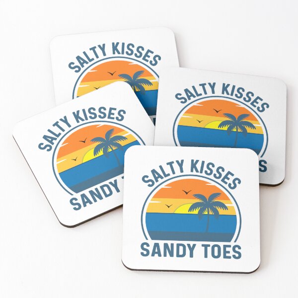 Item preview, Salty Kisses Sandy Toes - Retro Sunset Beach Palm Tree Birds Quote designed and sold by Sunserize Designs.