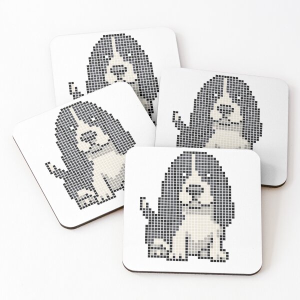 Item preview, Pixeled Basset hound (black and white) designed and sold by Brain Fart Buffet.