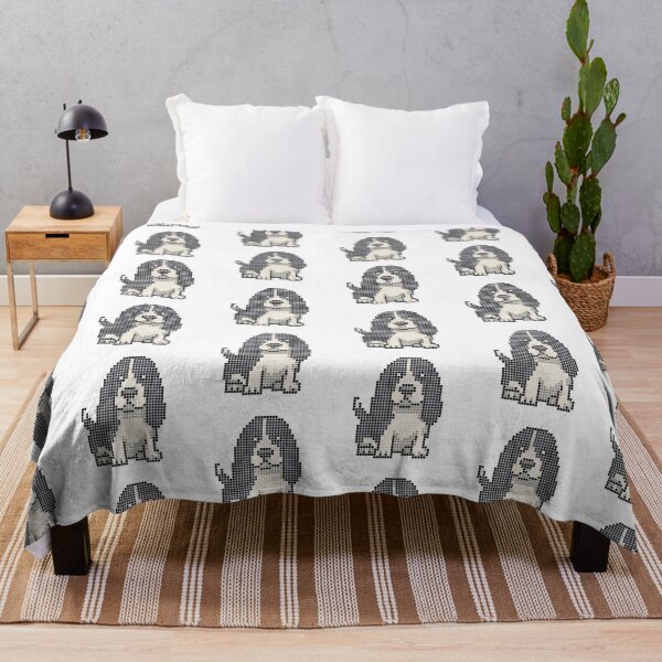 Item preview, Pixeled Basset hound (black and white) designed and sold by Brain Fart Buffet.