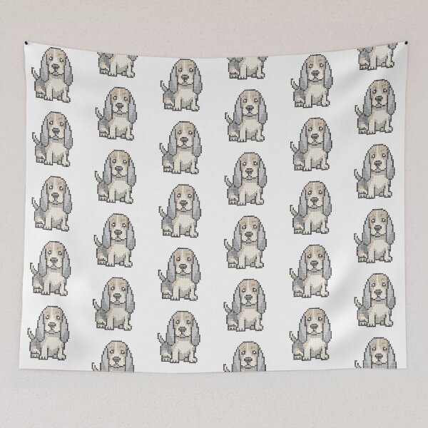 Item preview, Pixeled Basset hound (blue and tan) designed and sold by Brain Fart Buffet.