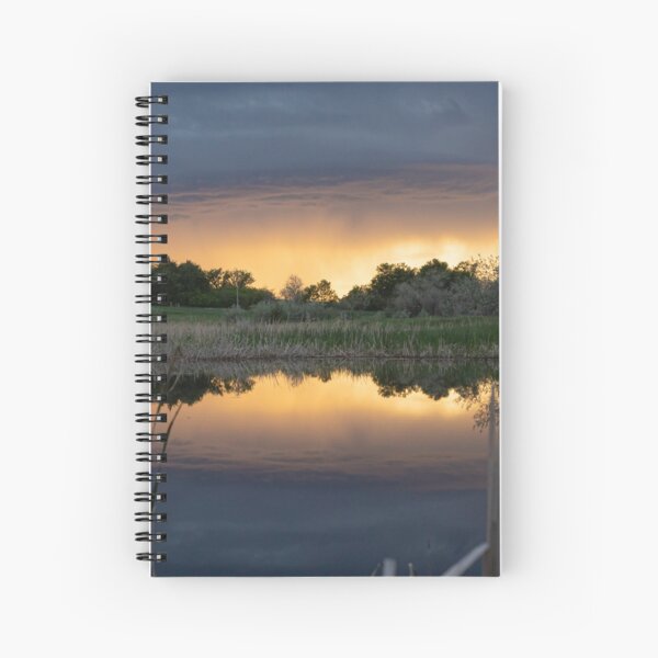 Item preview, Landscape sunset reflection in a pond with farm designed and sold by PTPhotoLLC.